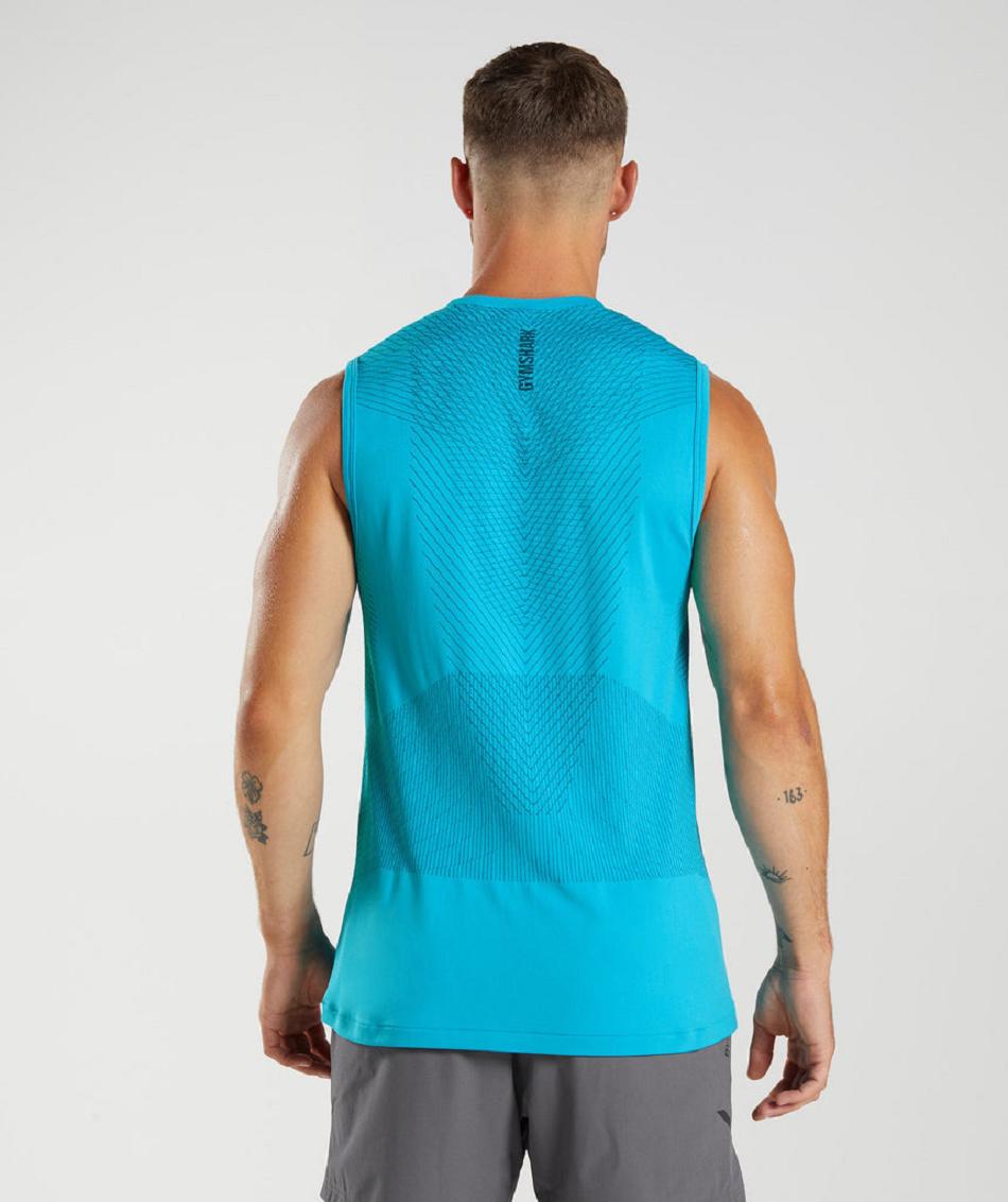 Camiseta Tirantes Gymshark Apex Seamless Hombre Gris Oscuro Azules Azules | CO 3196HAP